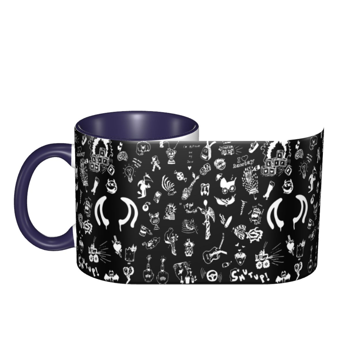 Draw Coffee And Tea - Taza de cerámica divertida con diseño