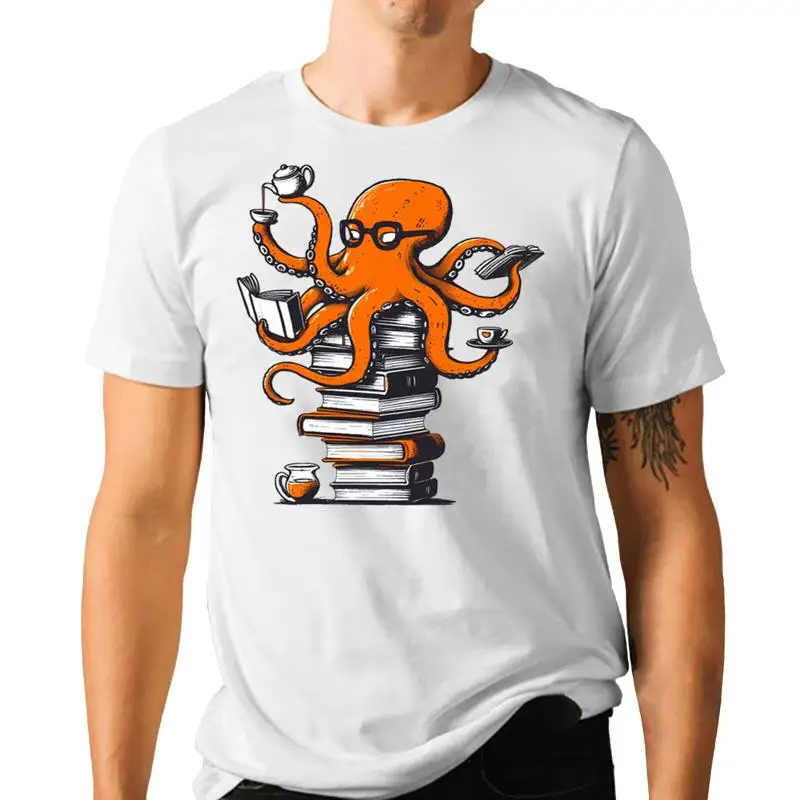 Coffee Tea Knits - Camiseta Reading Octopus Coffee Tea Bookish