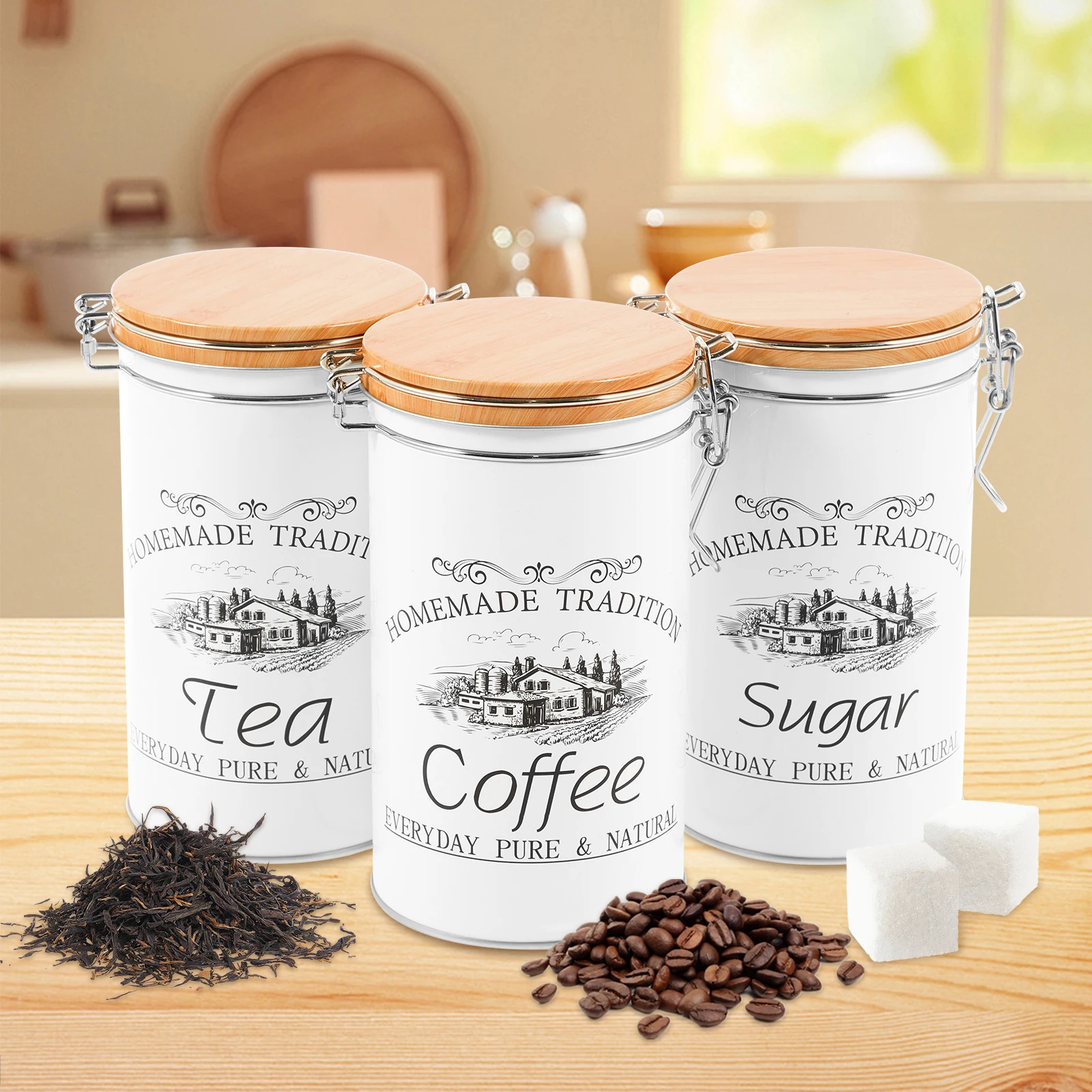 Coffee Tea Canister Set - 3 unids/set de botes de azúcar