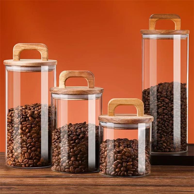 Coffee Tea Canister Set - Tarro de vidrio transparente con tapa