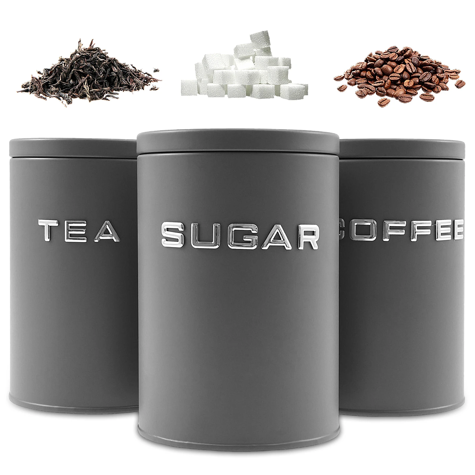 Coffee Tea Canister Set - Tarro redondo de Metal para cocina,