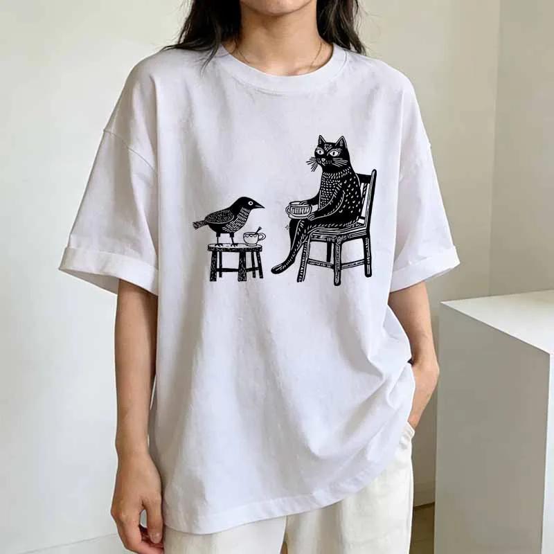 Camiseta con estampado de gato - Coffee Tea Knits reseña y precio