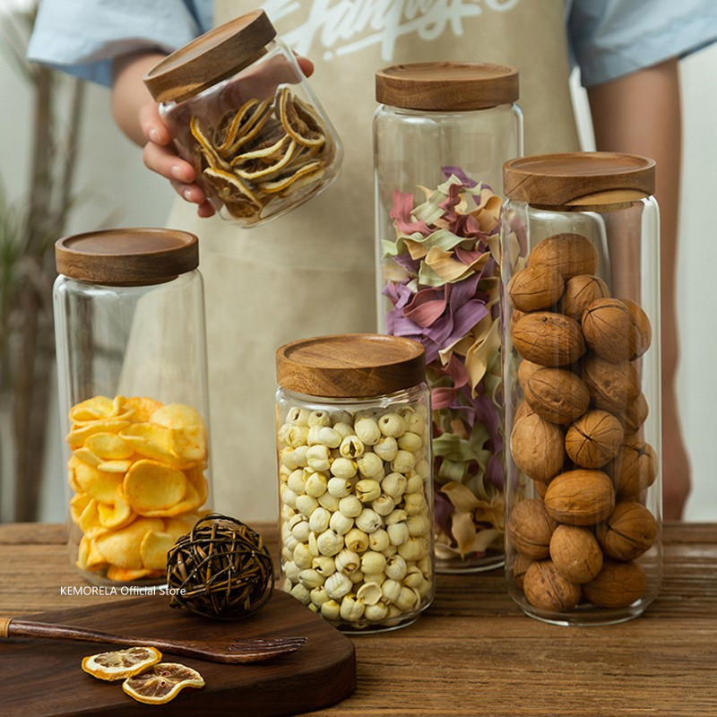 Tapa de madera, recipiente her - Coffee Tea Canister Set reseña y precio