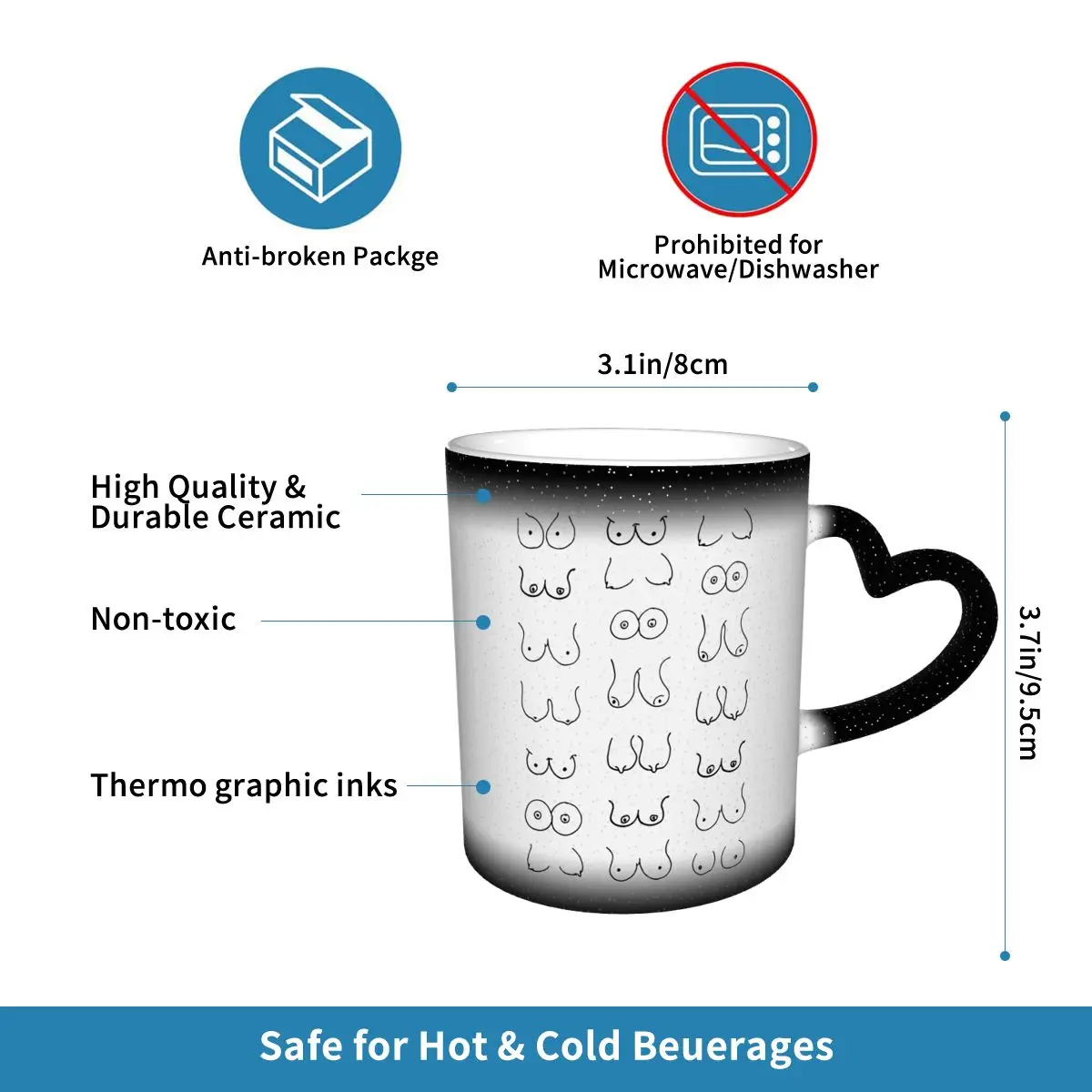 Taza con dibujo de tetas en bl - Draw Coffee And Tea reseña y precio