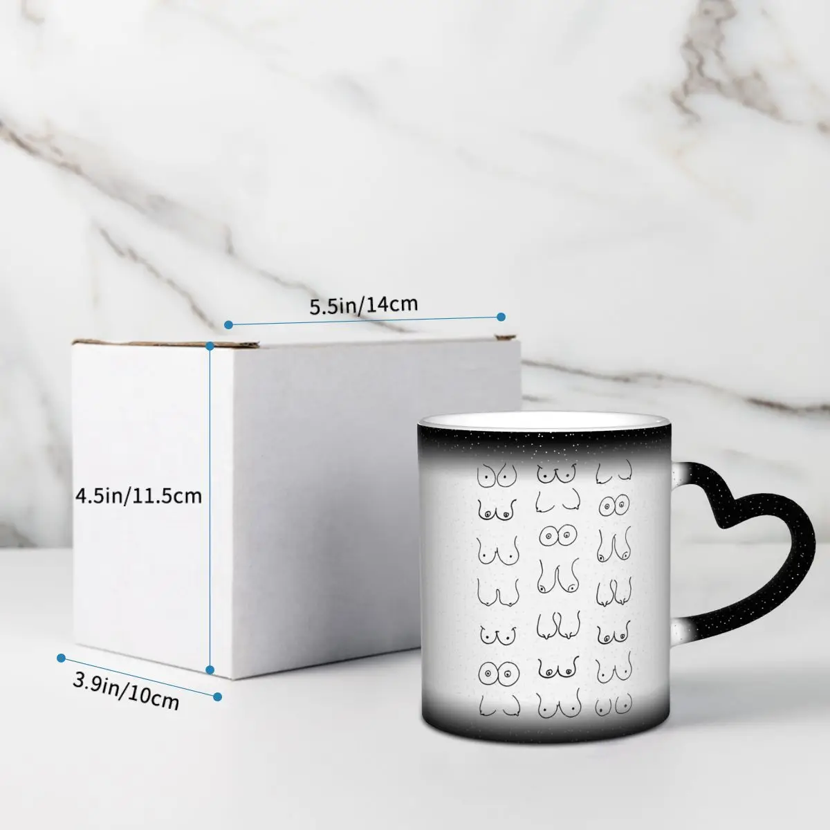 Taza con dibujo de tetas en bl - Draw Coffee And Tea reseña y precio