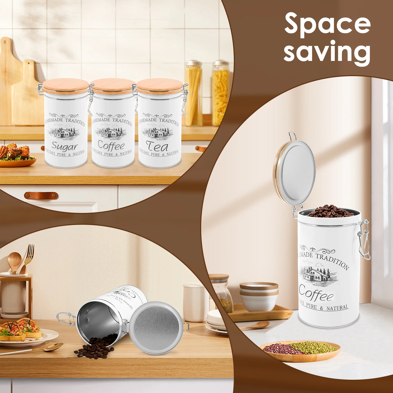 3 unids/set de botes de azúcar - Coffee Tea Canister Set reseña y precio