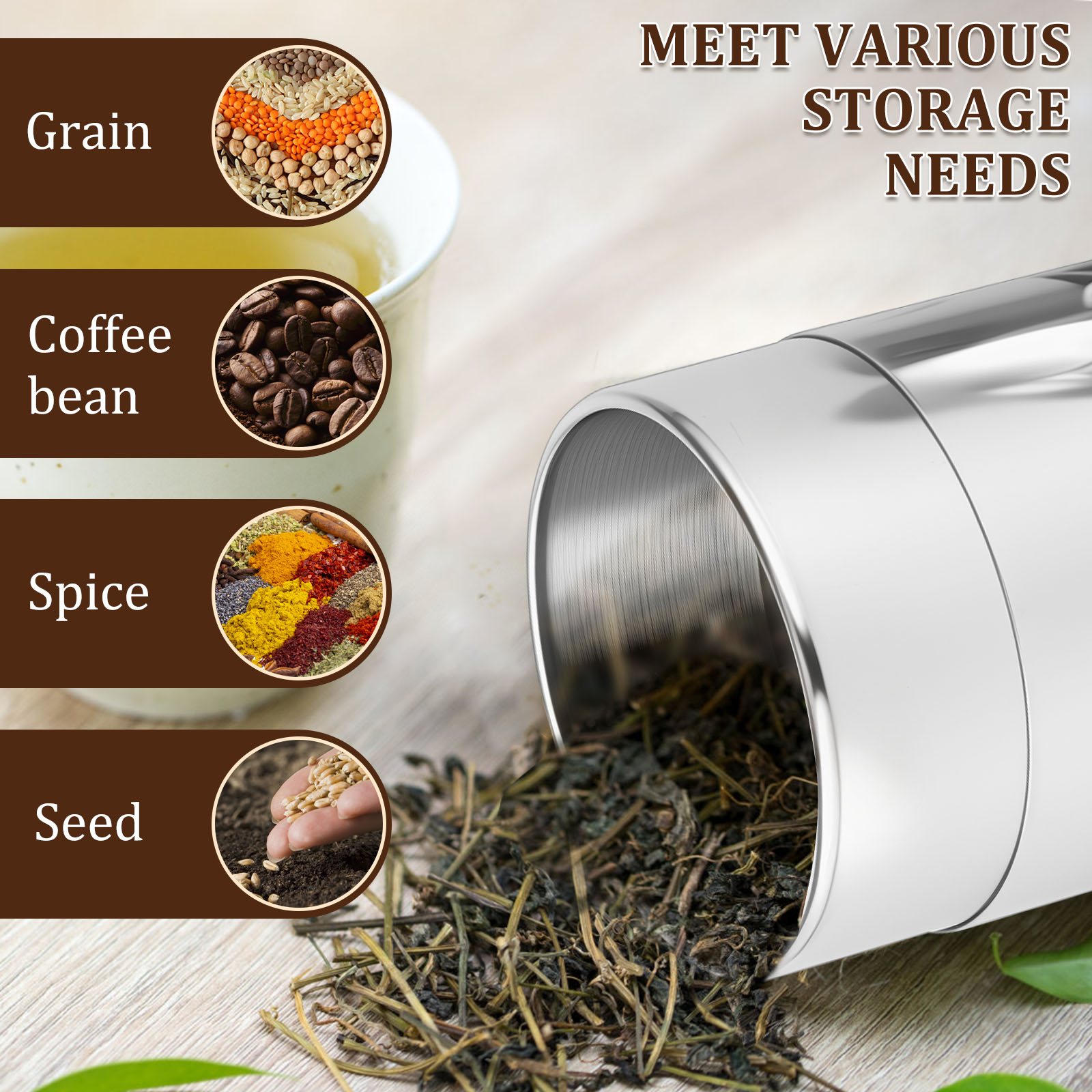Latas de hojas de té de acero  - Coffee Tea And Sugar Canisters reseña y precio