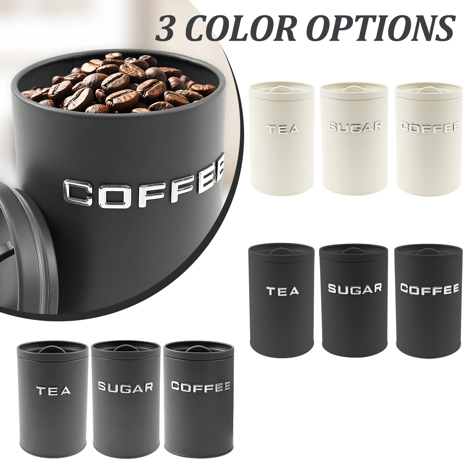 Tarro redondo de Metal para co - Coffee Tea Canister Set reseña y precio