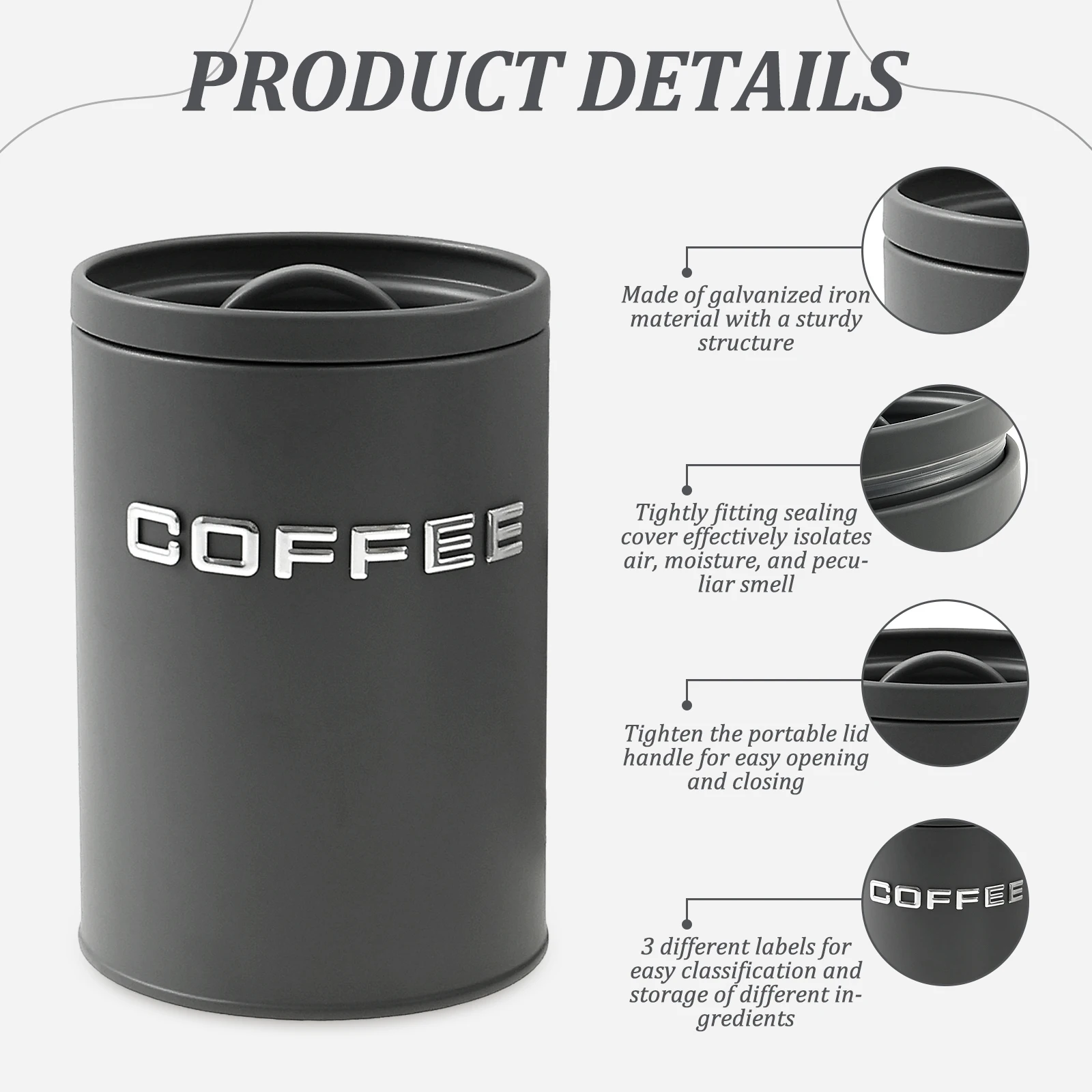 Tarro redondo de Metal para co - Coffee Tea Canister Set reseña y precio